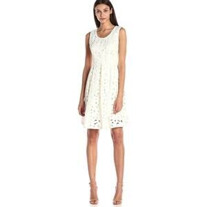 ELIE TAHARI off white ivory diner en blanc Jessy floral lace sleeveless dress